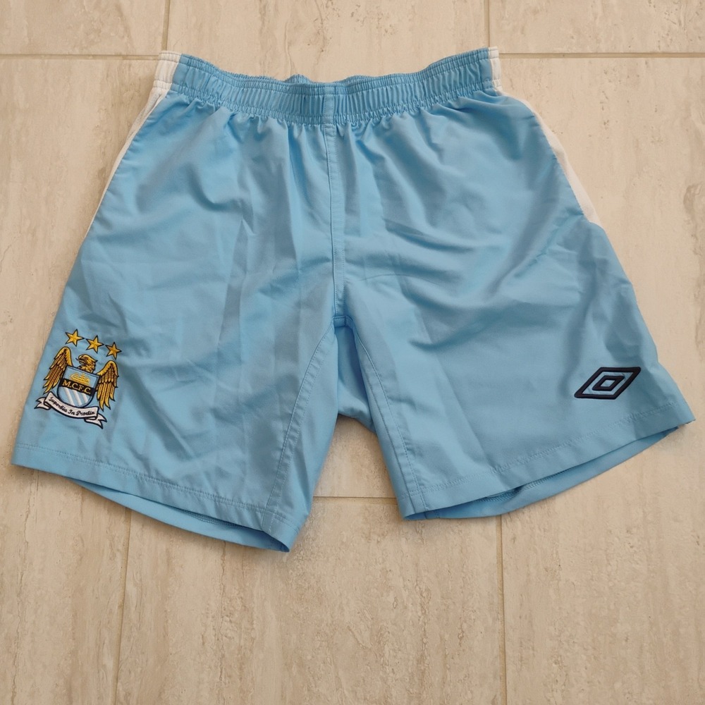 Umbro 2011-2012 Home Manchester City Shorts Men Small S Sky Blue Soccer Football